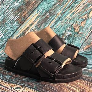 * AllSaints Sian leather buckle sandals in black